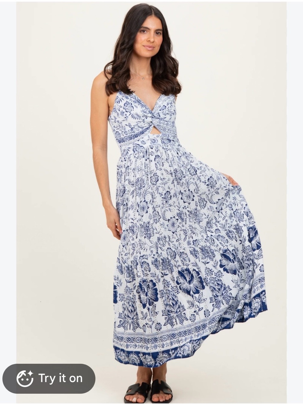 Pinkblush floral Maxi Dress with cutout